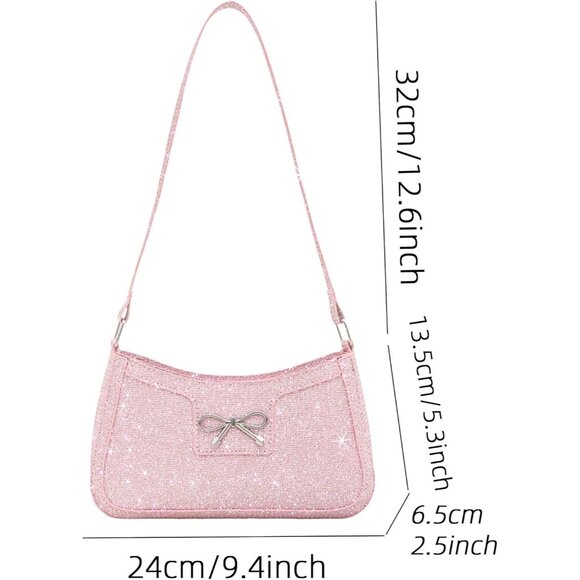 Women's Pink Bling Sequin Purse Evening Ladies Sparkling Party Clutch Handbag - Picture 2 of 8